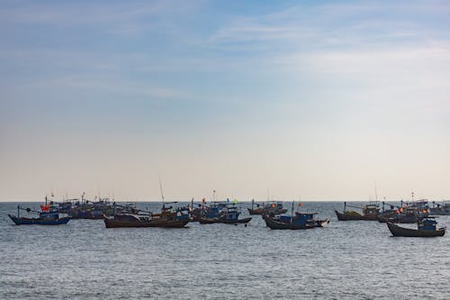 Photograph of Fishing Boats on a Sea