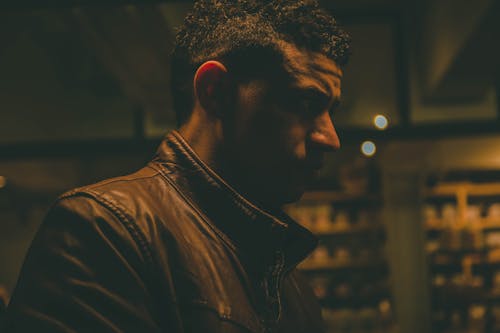 Free Close-Up Photo of Man Wearing Leather Jacket Stock Photo