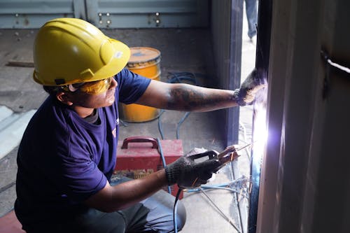 A Man Doing Welding 