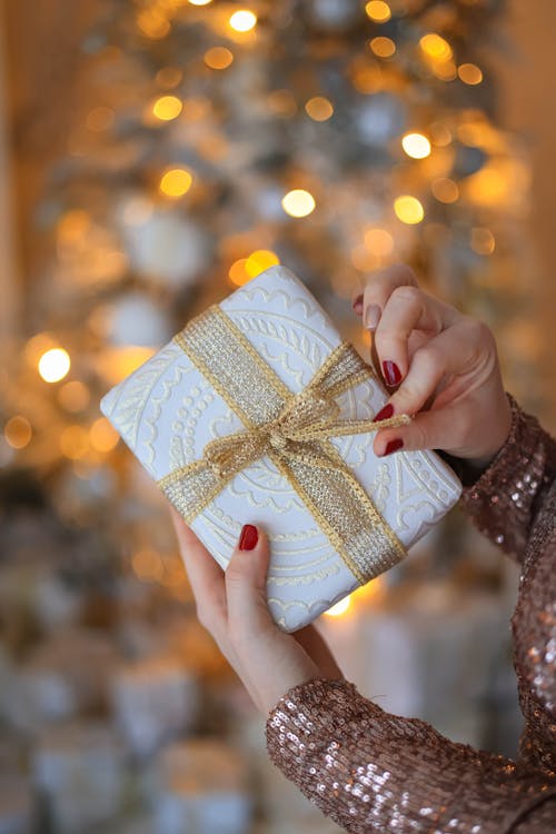 Woman Holding Christmas Gift