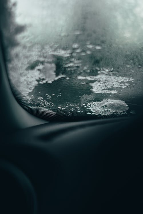 Close-up of Snow on a Car Window 