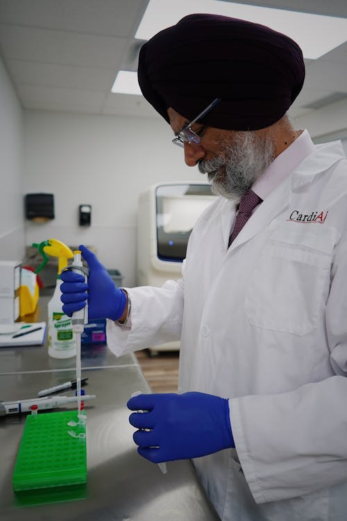 Scientist with Turban Working