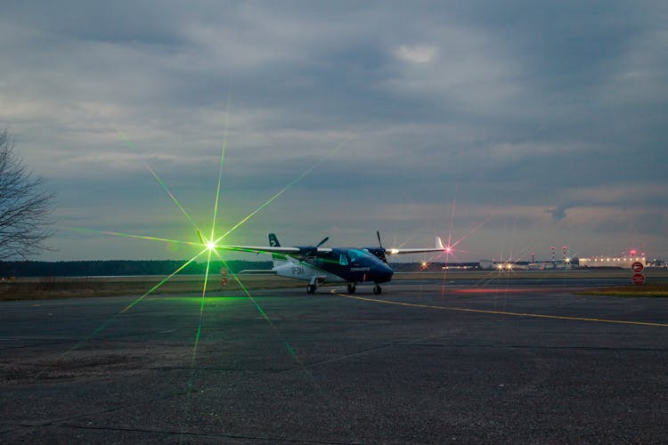 Plane On An Airport In The Evening 