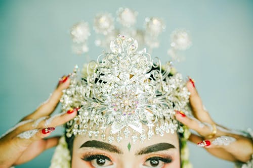 Close up of Bride in Traditional Crown