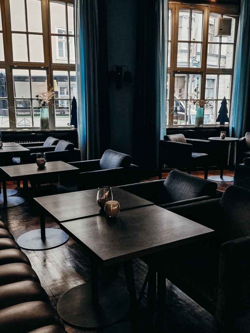 The dark, elegant dining room