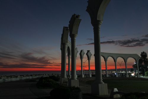 Free stock photo of ancient roman architecture, architectural column, beach sunset Stock Photo