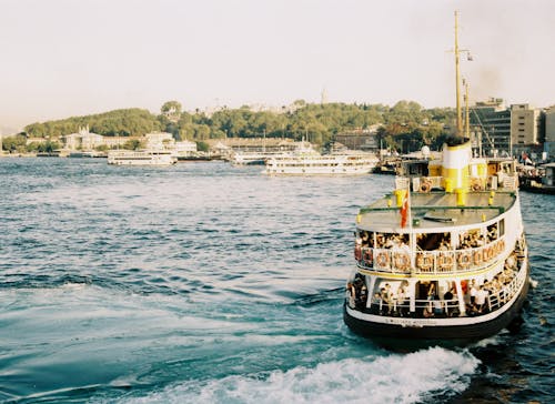 View of a Ferry near the Port in Istanbul, Turkey 