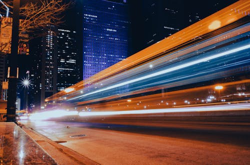 Free Light Trails on the Highway Stock Photo