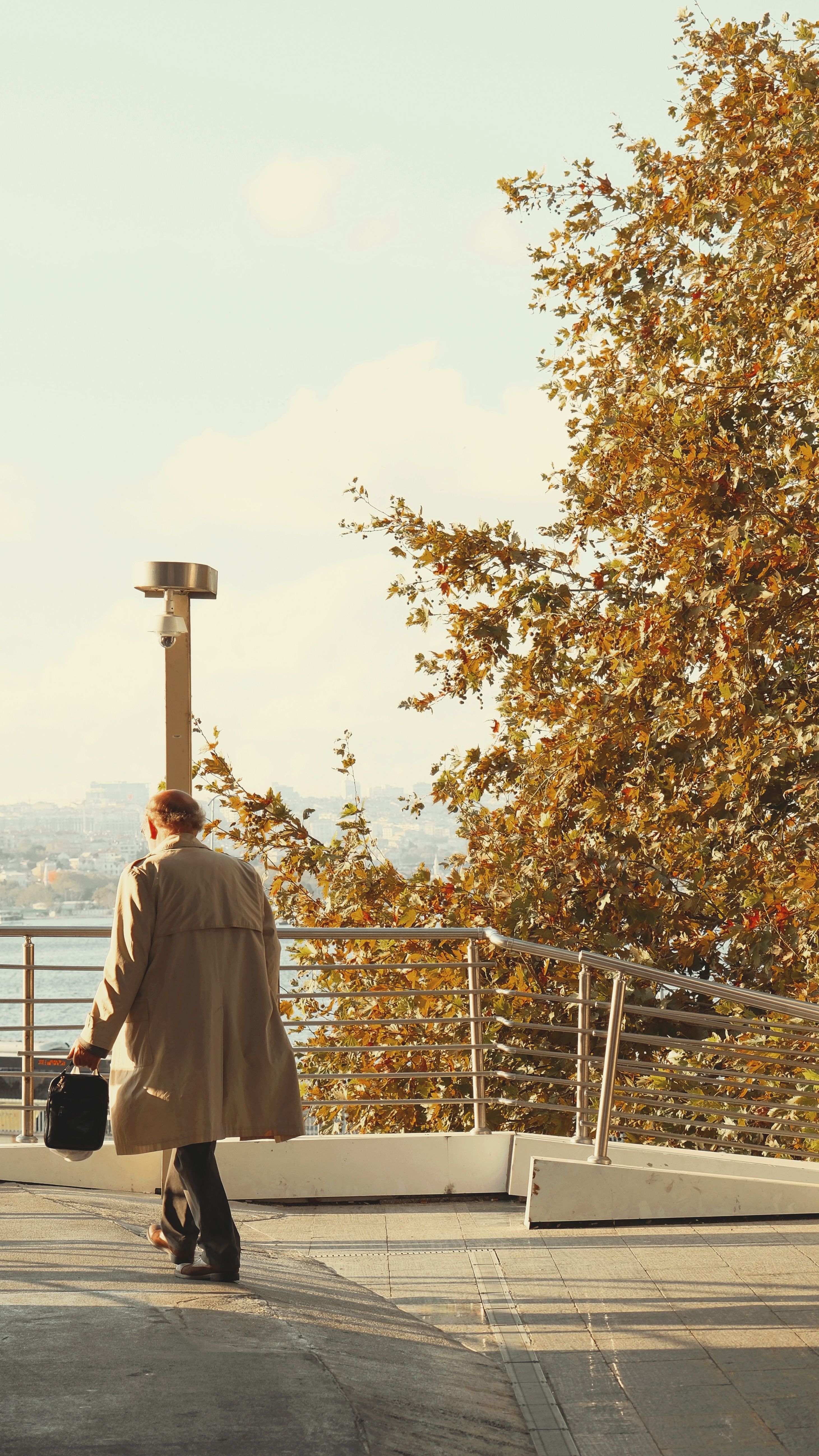 A Person in Brown Coat Walking on the Street · Free Stock Photo