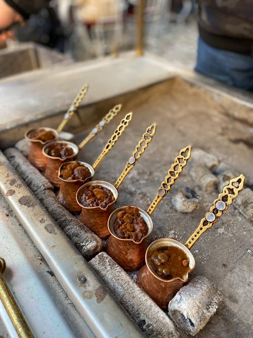 Free Traditional Turkish Coffee Brewing  Stock Photo