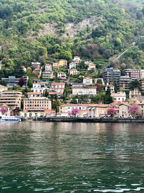 Town on Hill at Como Lake in Italy