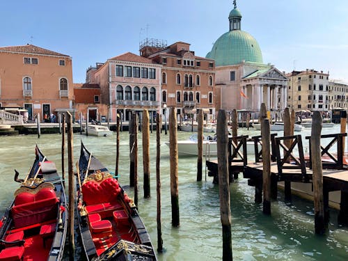 Gondolas and Boats in Venice Grand Canal