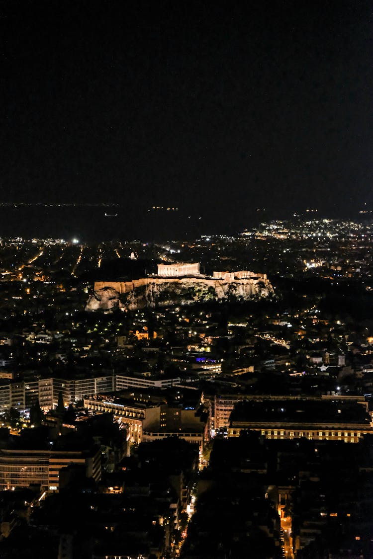 Cityscape On Athens In Greece At Night