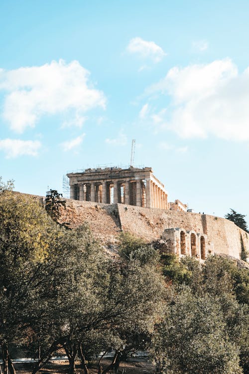 ağaçlar, akropol, atina içeren Ücretsiz stok fotoğraf