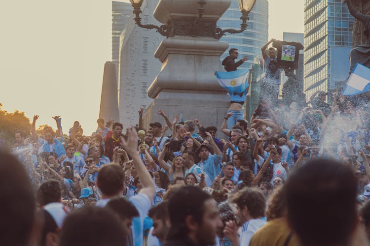 People In Argentina Celebrating In The Street