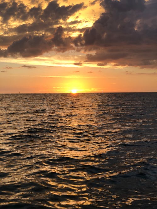 Dark Body of Water During Sunset