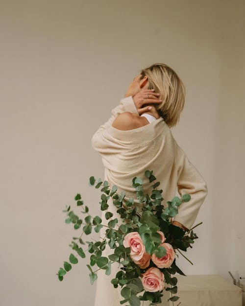 Blonde Model Posing in Dress