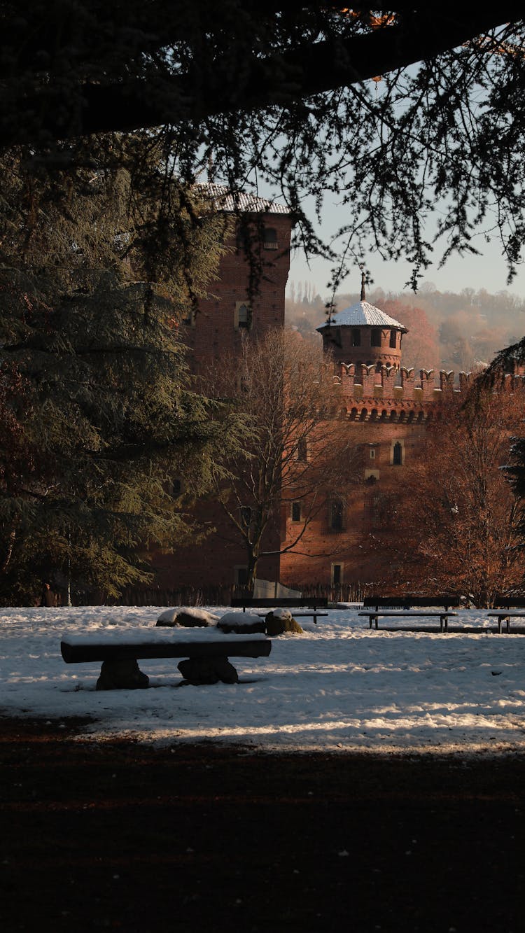 Snow In Del Valentino Park In Turin