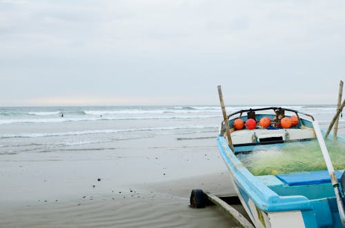 Free stock photo of beach boat waves ecuador