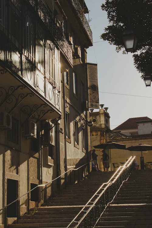 Sunlit Stairs in Town