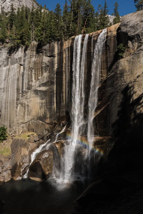 Waterfall on Rocks in Forest