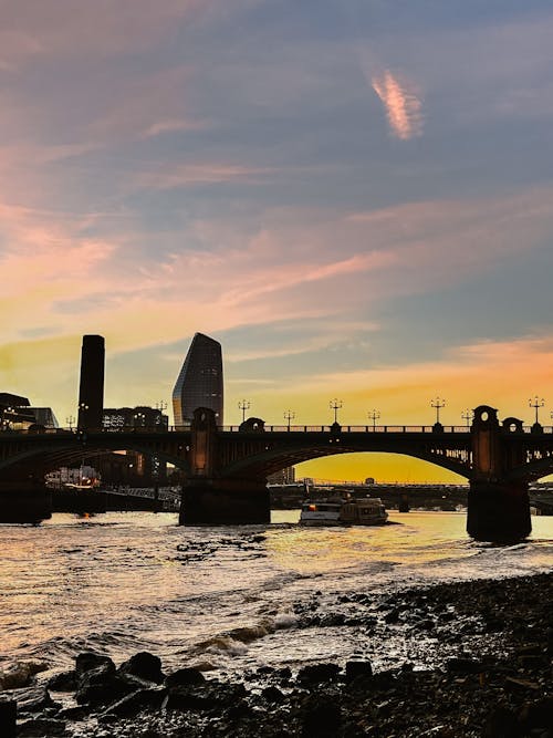 Bridge in City at Sunset