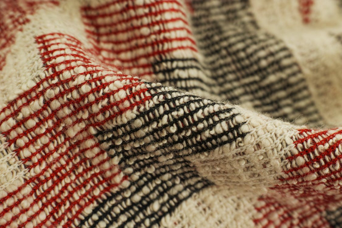 Free White, Black, and Red Textile Stock Photo