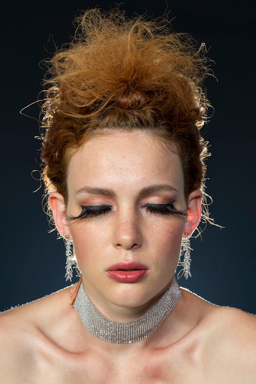 Free Woman Wearing Silver-colored Chokers Stock Photo