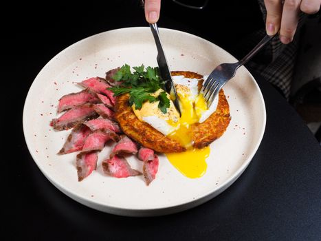 Breakfast — Steak & Egg Stack