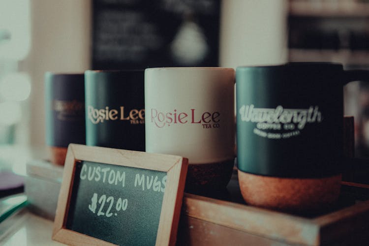 Close Up Of Mugs In A Store 