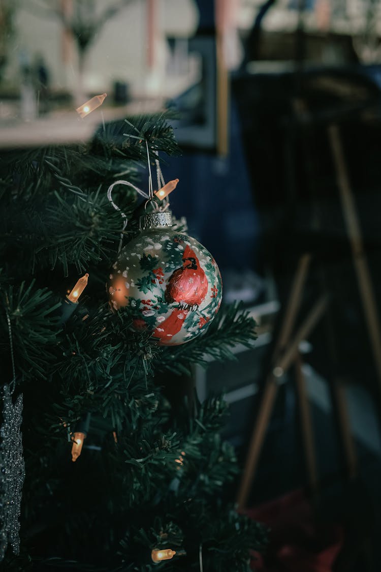 Christmas Ball Hanging On A Tree