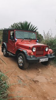 Front view of the Mahindra Thar 3-door facelift showcasing updated interior changes