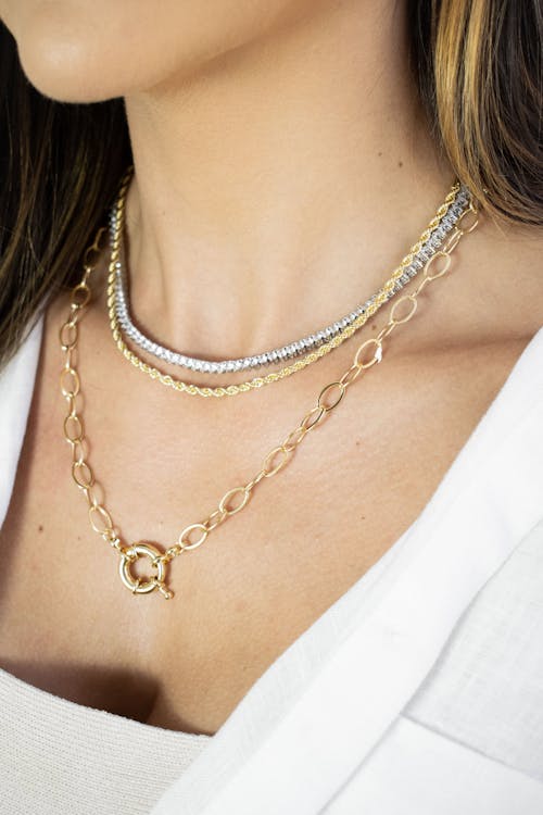 Necklaces on a Woman's Neck