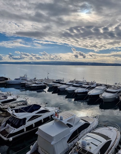 Clouds over Moored Motor Yachts