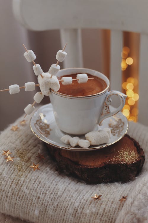 Free Hot Chocolate with Marshmallows  Stock Photo