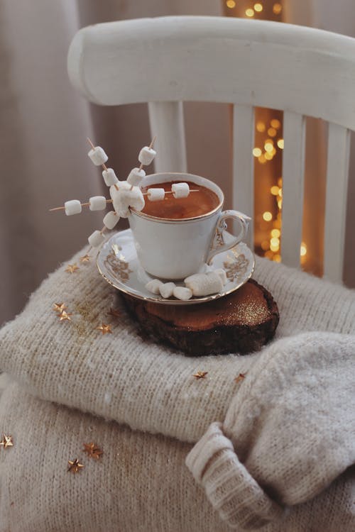 Free Hot Chocolate with Marshmallows  Stock Photo