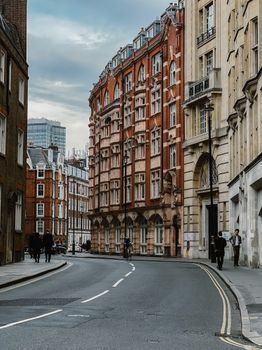 Historic street with beautiful architecture and urban charm in a vintage city setting.