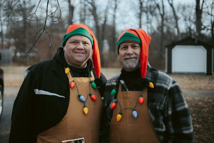 Man Wearing Christmas Decorations