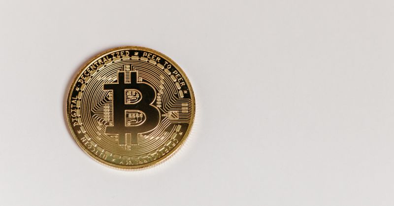 Abstract editorial data-visualization illustration in crimson, downward-flowing tones representing BTC and the broader cryptocurrency market — crypto scenario analysis.