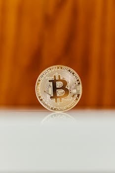 A shining golden Bitcoin symbolizing digital currency wealth.