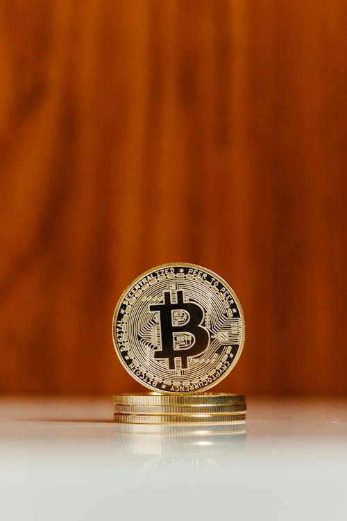 Free Close-Up Shot of Bitcoin Coins Stock Photo