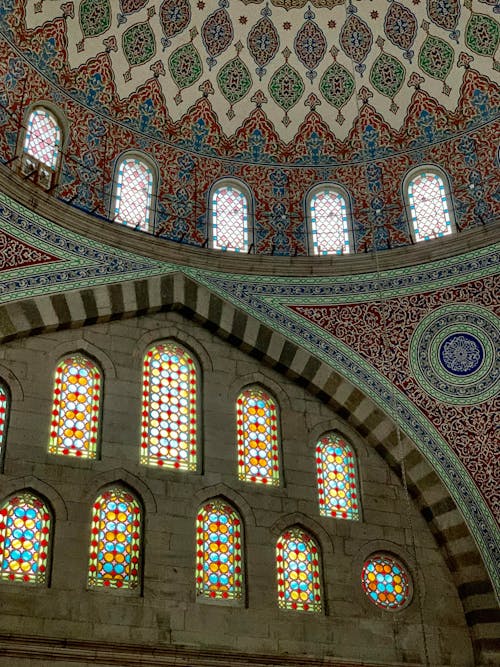 Colorful, Ornamented Interior of Mosque