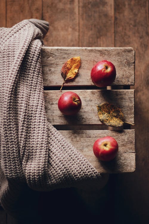 Gratis stockfoto met appels, bovenaanzicht, deken