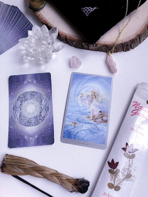 Foto stok gratis kartu tarot, kehidupan tenang, kristal