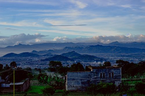 Free summer morning mountain view in Lembang, West  Bandung Stock Photo
