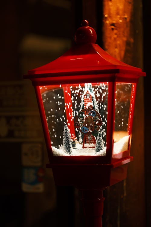 Illuminated Red Christmas Lantern