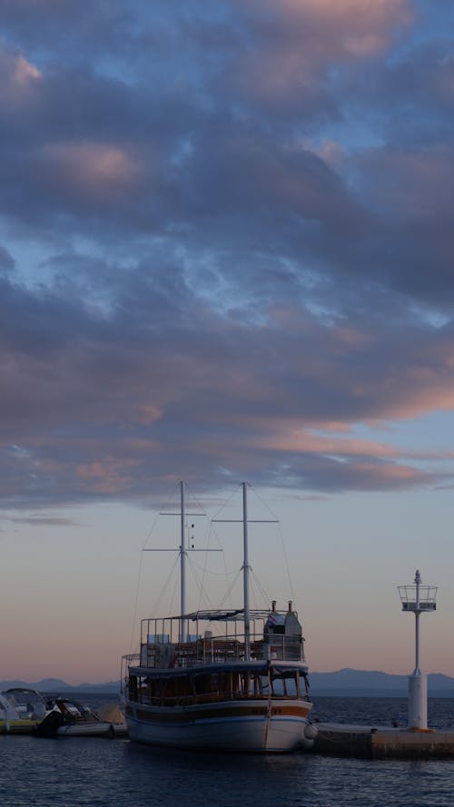 Ship near Pier on Sunset