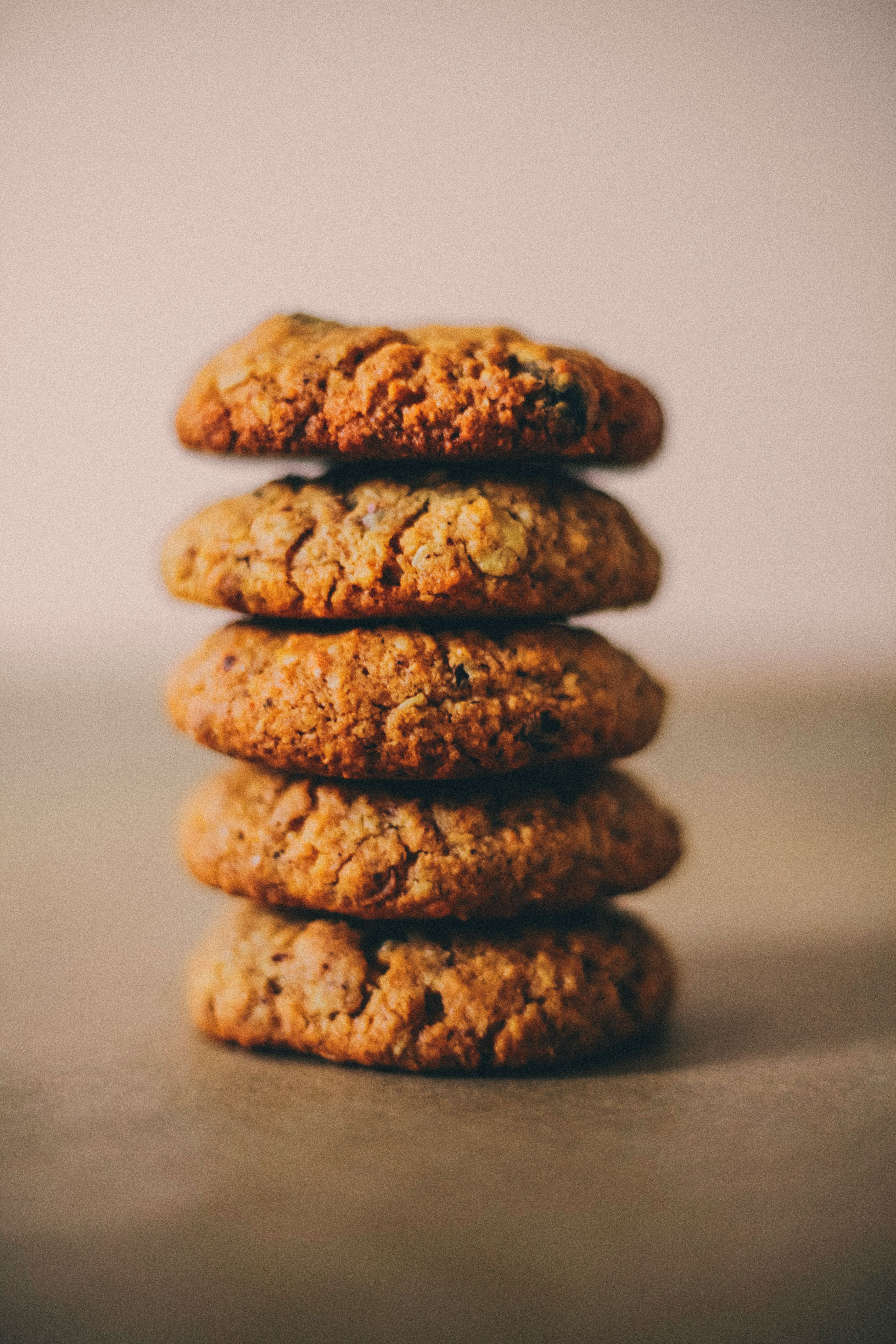 Stacked homemade chocolate chip cookies