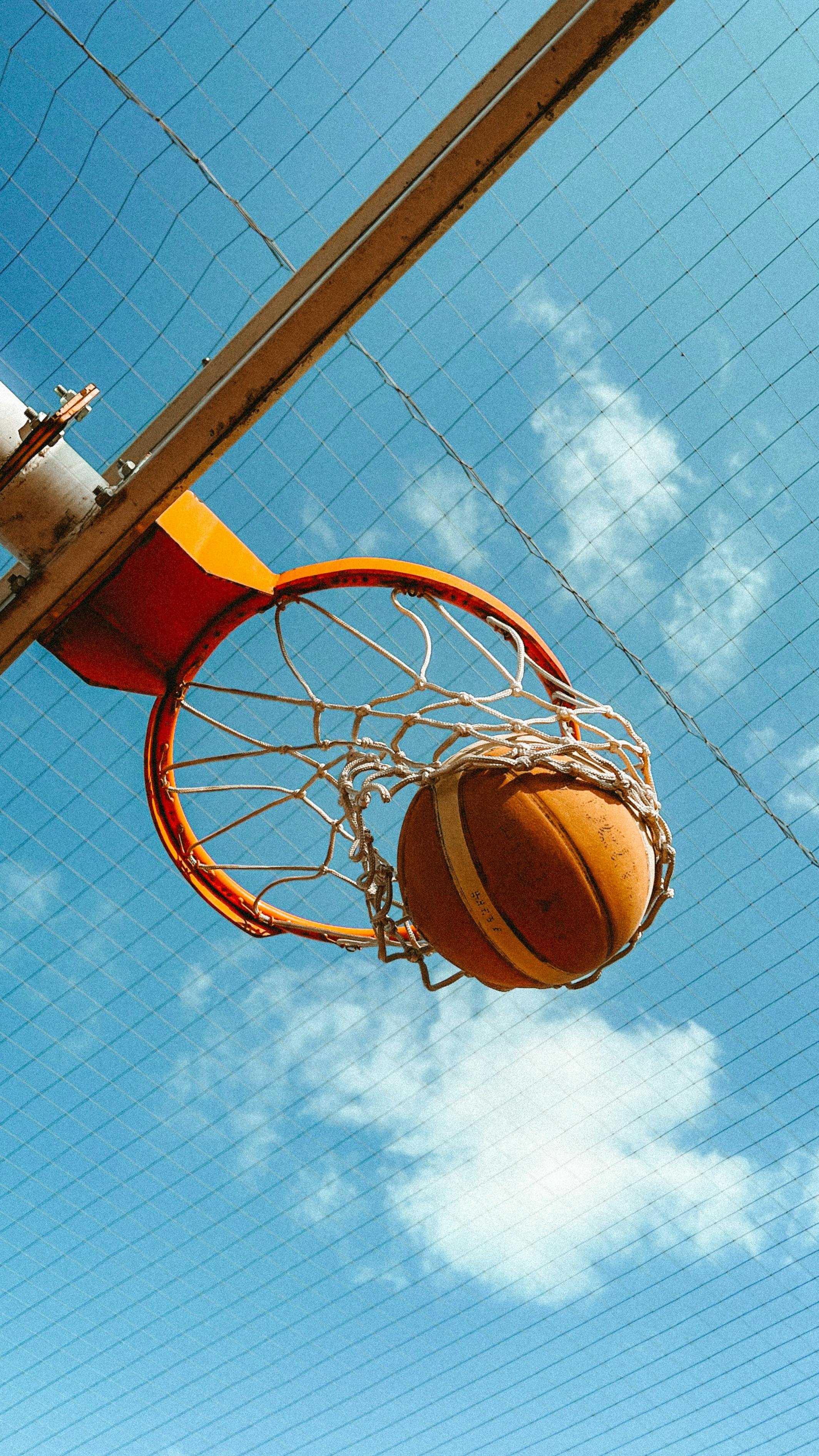 basketball ball in ring