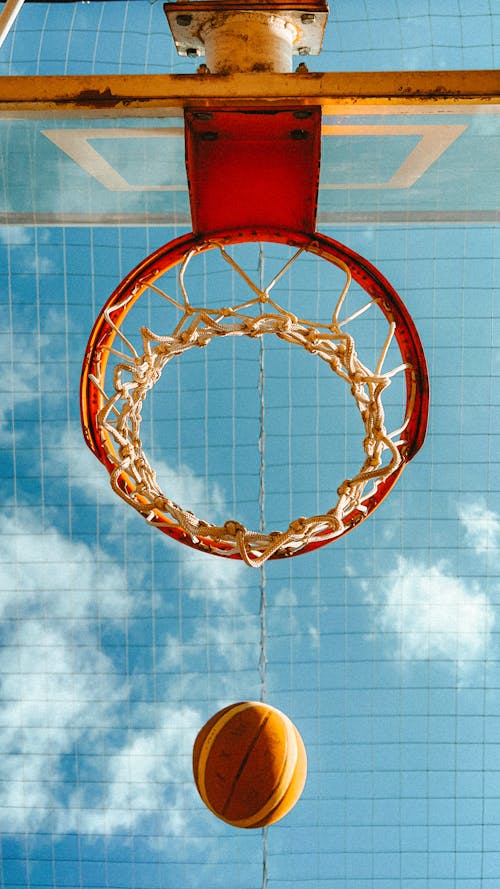 Picture Taken Directly Below a Basketball Hoop